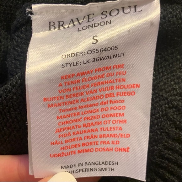 Brave Soul Black Stripe Long Sleeve Sweater | S - Picture 7 of 8